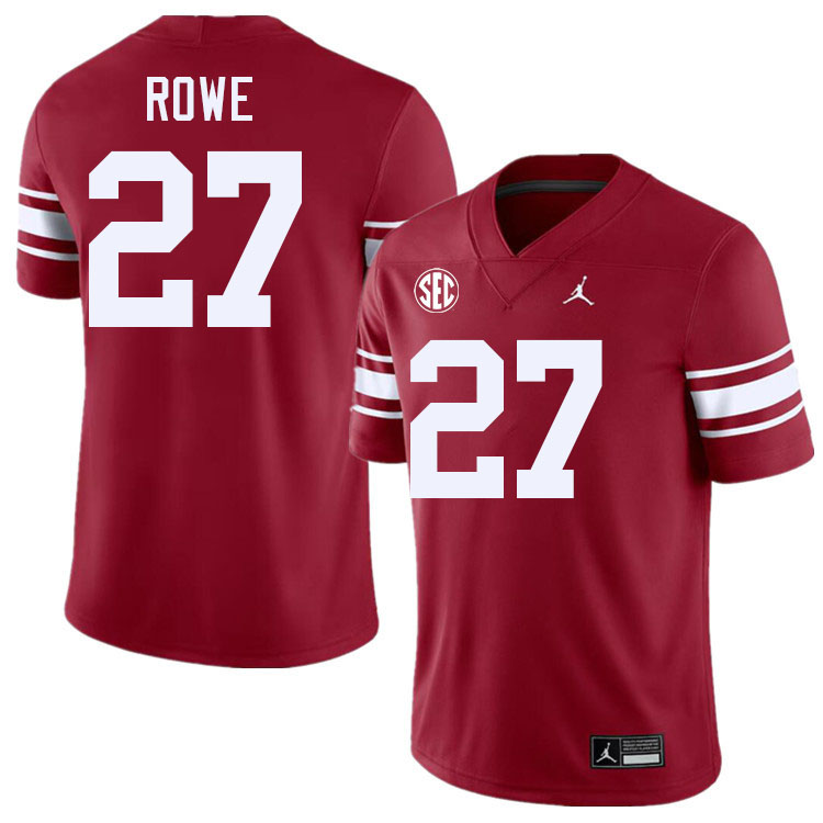 Men #27 Jayden Rowe Oklahoma Sooners 2024 SEC Conference College Football Jerseys-Throwback